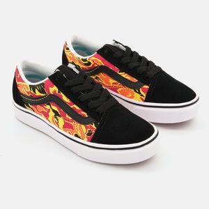 Vans Flame Camo ComfyCush Old Skool Kids Sneakers size 12